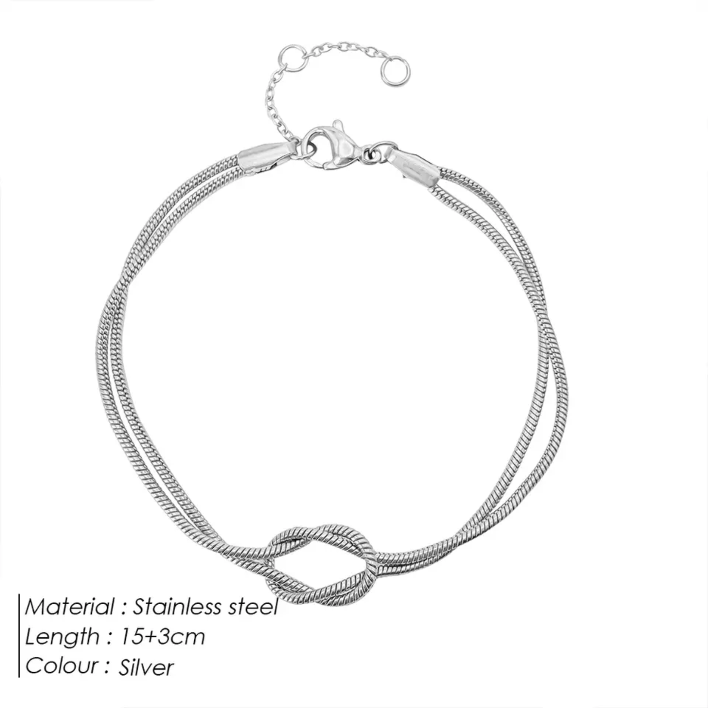 Love knot armbånd - sølv